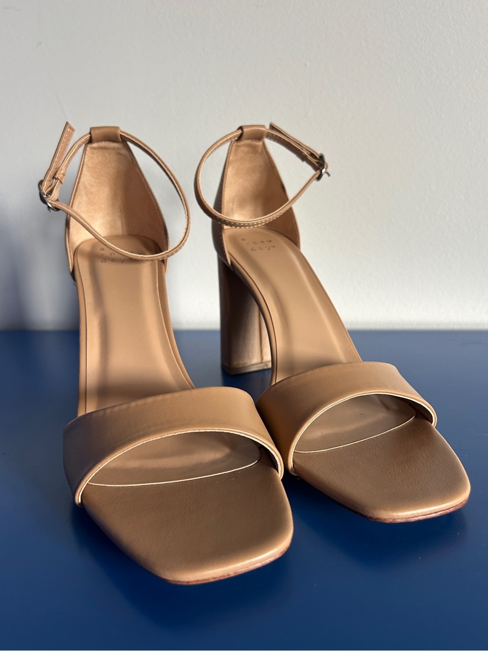 Nude Ankle-Strap Block Heels size 11